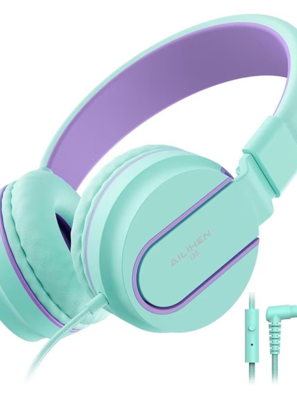 Mint & Lavender Over-Ear Wired Headphones